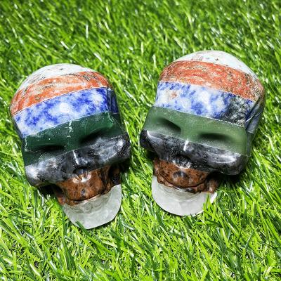 China China Wholesale Natural Multi Material Crystal Stone Handmade Splicing Crystal Skulls For Decoration for sale