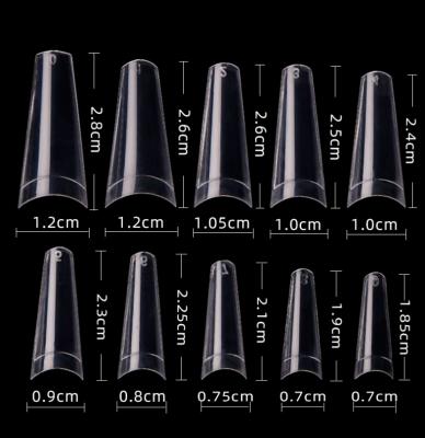 China Coffin Nail 550pcs Coffin Nail Tips Short Clear Thin Boxes C Natural Curve Fake Nail Tips for sale