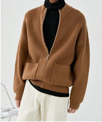 China Sweater Switch OEM Mens Knitted Cardigan Sweater With Pockets Mens Winter Sweater Custom Mens Zipper Sweater for sale