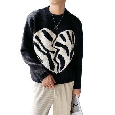 China 2021 Men's Sweaters Heart Heart Crewneck Pullover Custom Men's Sweater Switch OEM Design Unisex Sweater for sale