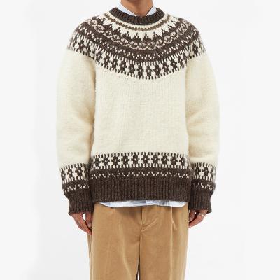 China Custom Knitted Pullover Men's Sweater Vintage Campus Style Printed Sweater for sale