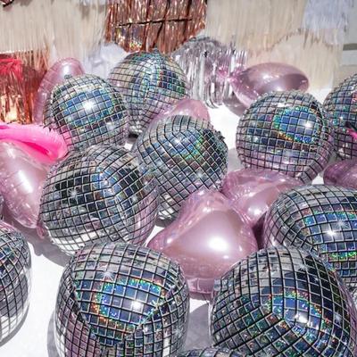 China Gift Toy Holographic Silver Laser Disco Ball Hangable Balloon 22