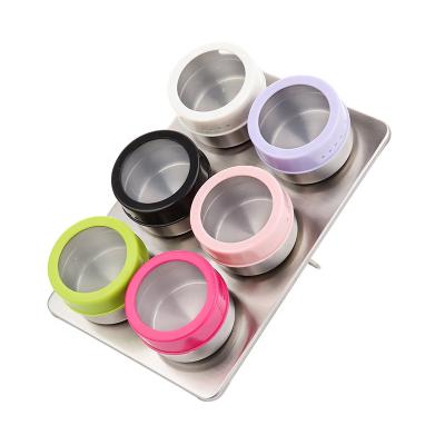 China Pepper Seasoning Spice Jar Set Stainless Steel Spice Bottle Base Viable Container Organizer Magnetic Spice Jar Set for sale