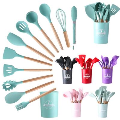 China Sustainable 12pcs Kitchen Accessories Non Stick Silicone Kitchenware Nylon Cookware Set for sale