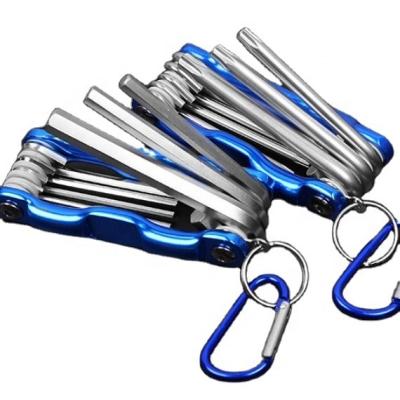 China CRV 8pcs High Quality CRV Folding Flat Head Allen Key Hex Wrench Set Big Size for sale