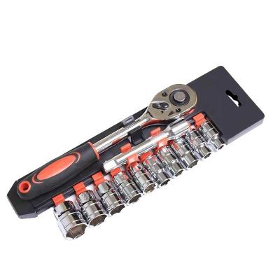 China Hot Selling Carbon Steel Small Quick Reverse Ratchet Wrench Set With 12pcs Sockets for sale