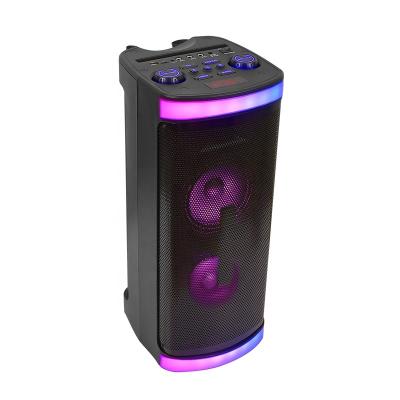 China Portable Dual 6.5 Inch LED Flashing Light Contain Battery Outdoor Karaoke Speaker For Midrange Party Street Music Speakers With Multicolor LED for sale