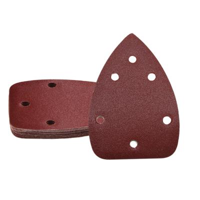 China TASP 100pcs 140x100mm Aluminum Oxide Palm Sander Sandpaper 6 Hole Hook Disc Sanding Tools and Loop Detail Grit 60/80/120/180/240 for sale