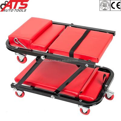 China Repairing Car 2-in-1 Creeper Seat Rolling Chair with Adjustable Headrest and Small Tray for sale