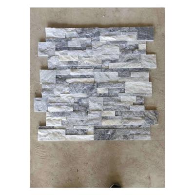 China Modern Gray Mix Size Quartz Stone Wall Cladding Tile for sale