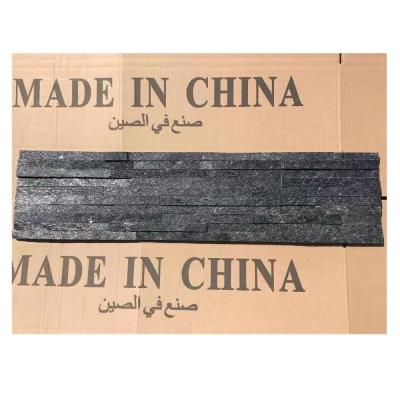 China Modern Outdoor Black Color Natural Quartz Veneer Stone Wall Tile for sale