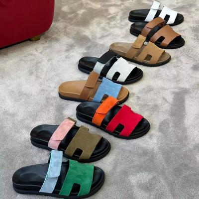 China Lining Usual Women's Flat H-band Smooth Leather Slides Sandal Slip-on Sandals Summer Fashion Brand Shoes Comfort Style For Outdoor for sale