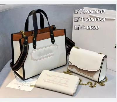 China Fashion 2024 Custom Logo New Trendy Contrast Color Womens Pu Leather Flap Handbags Designer Brand Ladies Hand Bags Set for sale