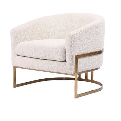 China Gold Fur Teddie Fur Cover Leisure Modular Modern Furniture Metal Frame Armchair Sheep Chairs for sale