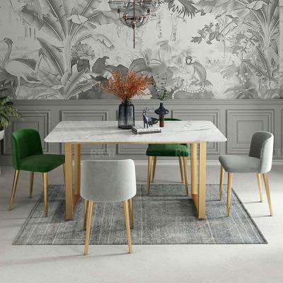 China Fixed Modern Nordic Marble Rectangle Metal Legs Dining Table Top Design for sale