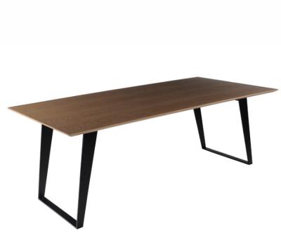 China Mid Century Modern Contemporary Dining Table Wooden Square Restaurant Dining Table Design With Metal Base for sale