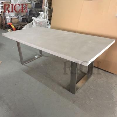 China Fixed Modern Outdoor Garden Dining Table Foshan Concrete Cement Top Dining Table for sale