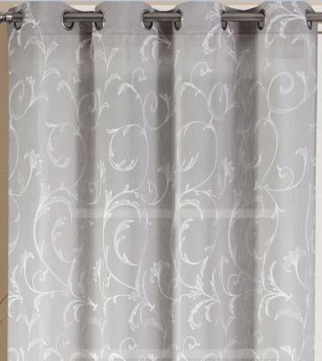 China One tone embroidery sheer curtain fabric on heavy fabric used for window curtain panel for sale