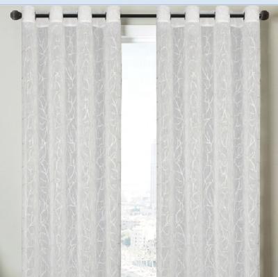 China Two tone embroidery sheer curtain fabric on sheer fabric used for window curtain panel for sale