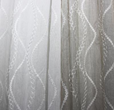 China Goog quality one tone sheer embroidery on heavy base used for window curtain panel sheer curtain for sale