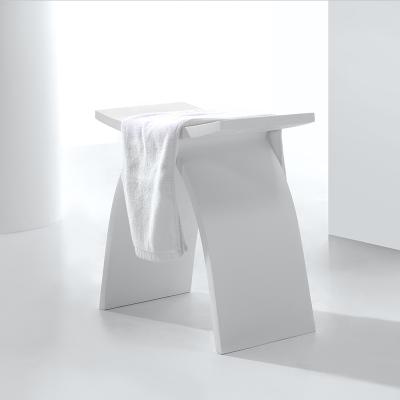 China Modern Solid Outdoor Bathroom Stool Pure White Shower Stool for sale