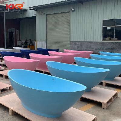 China Solid Bathtub Seamless Colorful Outdoor Freestanding Resin Bathtub Modern Colored Bathtubs for sale