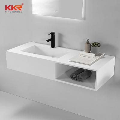 China Repairable Matte White Solid Exterior Wall Hung Basin Bathroom Vanity Sink for sale