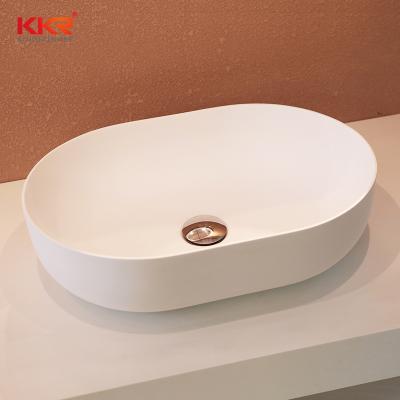 China Bathroom Small Size White Black Resin Vessel Wash Sink Polished Stone Bowl for sale