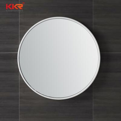 China Bathroom Contemporary Elegant White Mirror Frame Modern Stone Round Shape And Square Mirror Decoration for sale