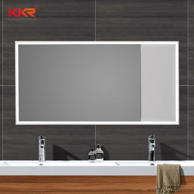 China Simple Modern Style Wall-hung Bathroom Mirror With View Border White Solid Exterior Bathroom Mirror for sale