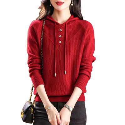 China Anti-wrinkle Spring and Autumn Hooded Woolen Sweater Women's High Grade Knitted Sweater Wearing Autumn Outerwear New Fashionable Loose Hat Un for sale