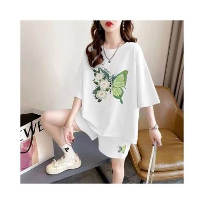 China Breathable Custom Short Pants And T Shirt Sets Casual Short Sleeve Trend Streetwear T Shirt For Women for sale