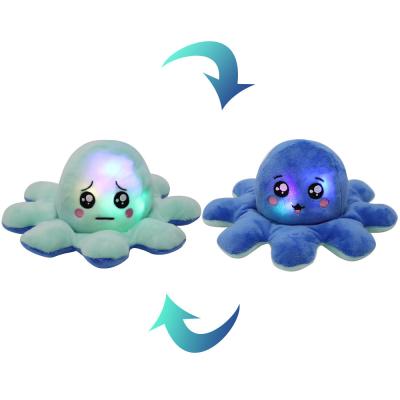 China Gift & Promotion Octopus Plush Toys Double Sided Reversible Octopus Stuffed Flip With Led Light for sale