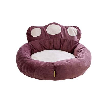 China Wholesale Travel Plush Bear Paw Shape Kennel Round Cat Kennel Pet Bed Pet Supplies for sale