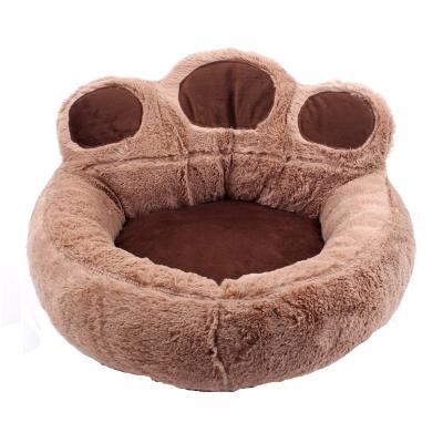 China Travel Customize Paw Shape Plush Pet Bed Cute Cat Kennel Soft Pet Seat for sale