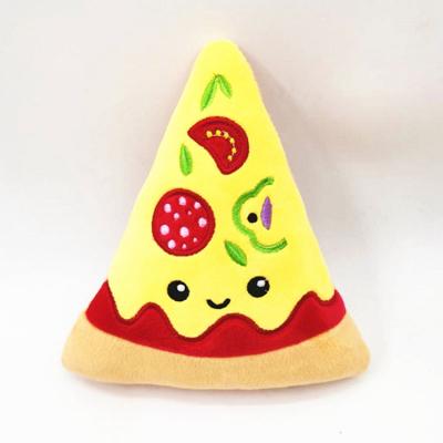 China Viable wholesale pet toy pizza cake milk tea donut custom plush pet squeaky play toys for sale