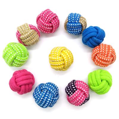 China Bulk Cheap Hand Stocked Eco - Friendly Sustainable Woven Ball Dog Cotton Rope Pet Toy for sale