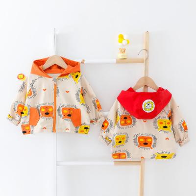 China 2020 New Anti-static Children's Clothing Anorak Coat Baby Coat Cute Lion Print Girl Clothes for sale