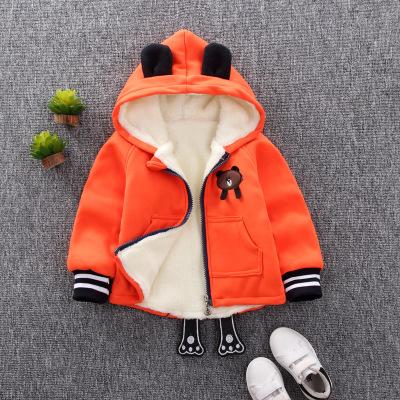 China Plus baby clothes children's clothing autumn and winter velvet jacket 2021 boys cotton regular hooded new outwear for sale