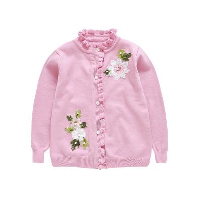 China Viable Girls Sweater 2020 New Spring Children's Fashion Clothes Embroidered Knit Cardigan Sweater Girls Coat for sale