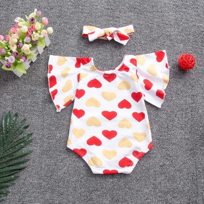 China Girls Fall Sleeve Hair Band Girls Long Dress Flashing Overalls Love One-Piece Dress New, 2020 Newborn Baby Girl Romper Romper for sale