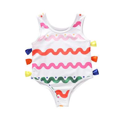 China 2020 Summer New Children's Breathable Swimwear Baby Rainbow Striped Girls' One-Piece Swimwear for sale