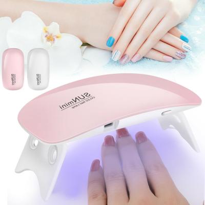 China UV Gel Lamp For Nail Factory Mini LED Toenail Toenail 6LED Nail Dryer UV Gel Light Lamp Factory Direct Protable UV Mouse 6W Foldable Shape Nail Light Pink And White for sale