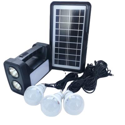 China Home Portable Solar Lighting System Kit Black Color LED Solar System Home Light with 3 LED Bulb Light for sale