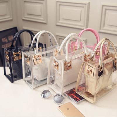 China 100% Eco-Friendly 2 in 1 Square Jelly Transparent Handbag Small Shoulder Bag for Girls Women for sale