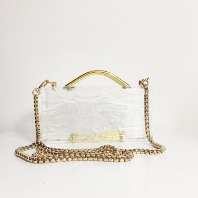 China 100% Eco-Friendly Ice Brass Clear Slot Handle Clutch Bag Purse Acrylic Crystal Wedding Bridal Evening Purses for sale