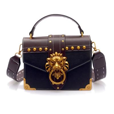 China 100% Famous Brand Luxury Eco-friendly Lion Head Lock Handbag Women PU Leather Crossbody Bags Shoulder Messengers for sale