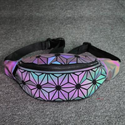 China No Size Bags Women Fanny Pack Female Belt Bag Black Geometric Waist Packs Laser Chest Phone Pouch for sale