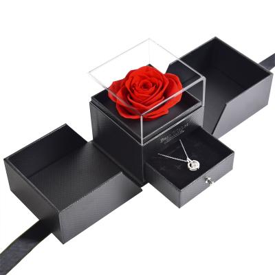 China The Gift True Rose With Love You Necklace Preserved Eternal Wholesale In 100 Languages ​​Gift Set Preserved Forever Rose Box for sale