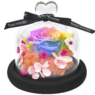 China Eco-friendly wholesale natural flower real flower unique gift glass led forever decoration flower gift for sale